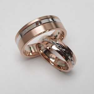 Abielusormused-A-214-ja-OE-3-Pun-ja-valge-au - Abielusõrmused.com