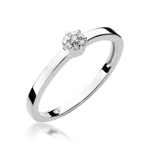 Kihlasõrmus. Silver band ring with a small cluster of diamonds on top of the band.