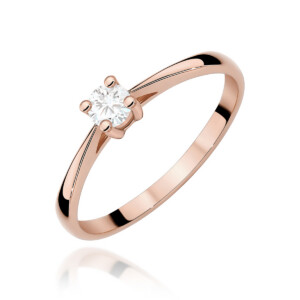 Kihlasõrmus. Rose gold engagement ring with a round solitaire diamond in a four-prong setting